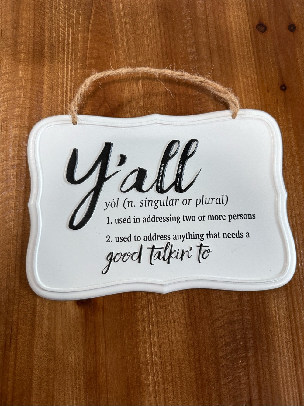 Rustic White "Y'all" Wall Sign by